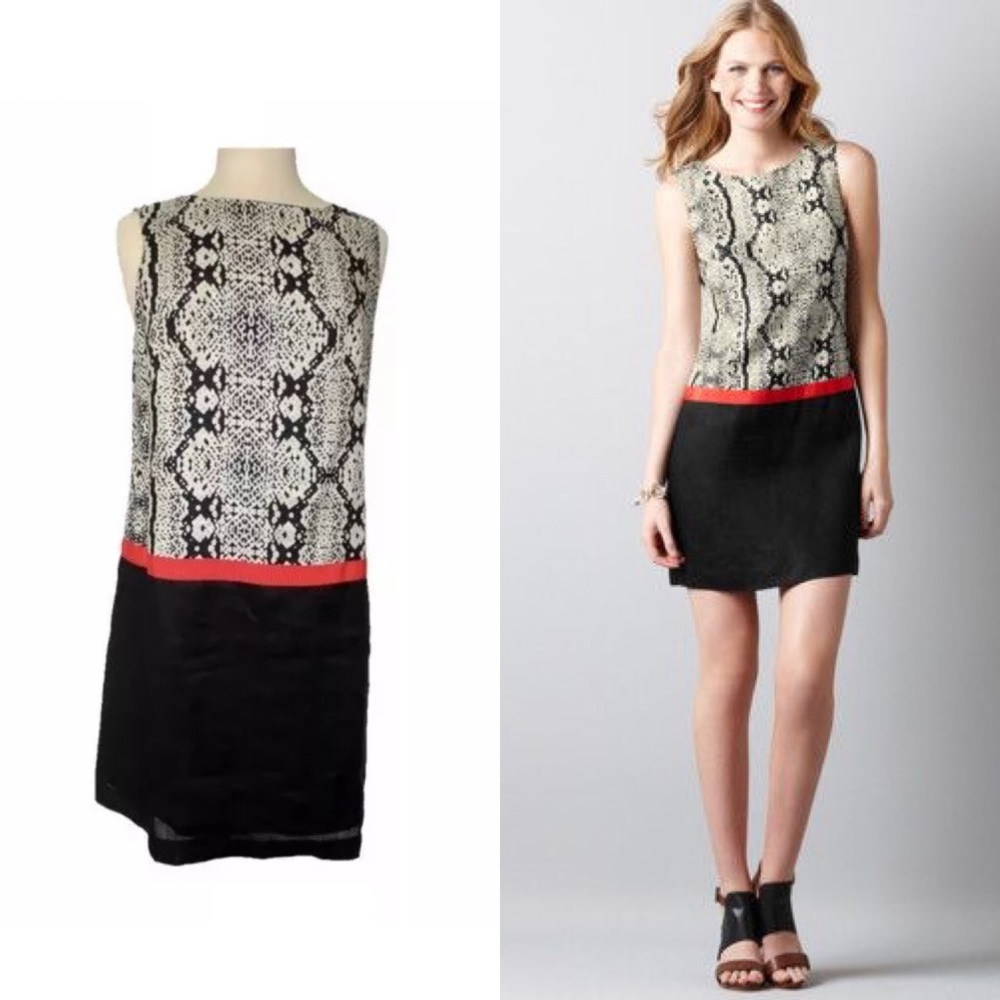 Ann Taylor LOFT SZ 0 NWOT Linen Snake Shift Dress